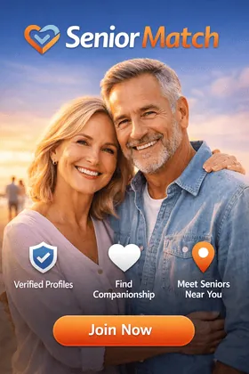 SeniorMatch app displayed on a smartphone